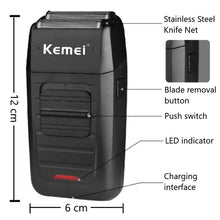 Kemei Rechargeable Cordless Shaver for Men Twin Blade Reciprocating Beard Razor Face Care Multifunction Strong Trimmer  KM-1102